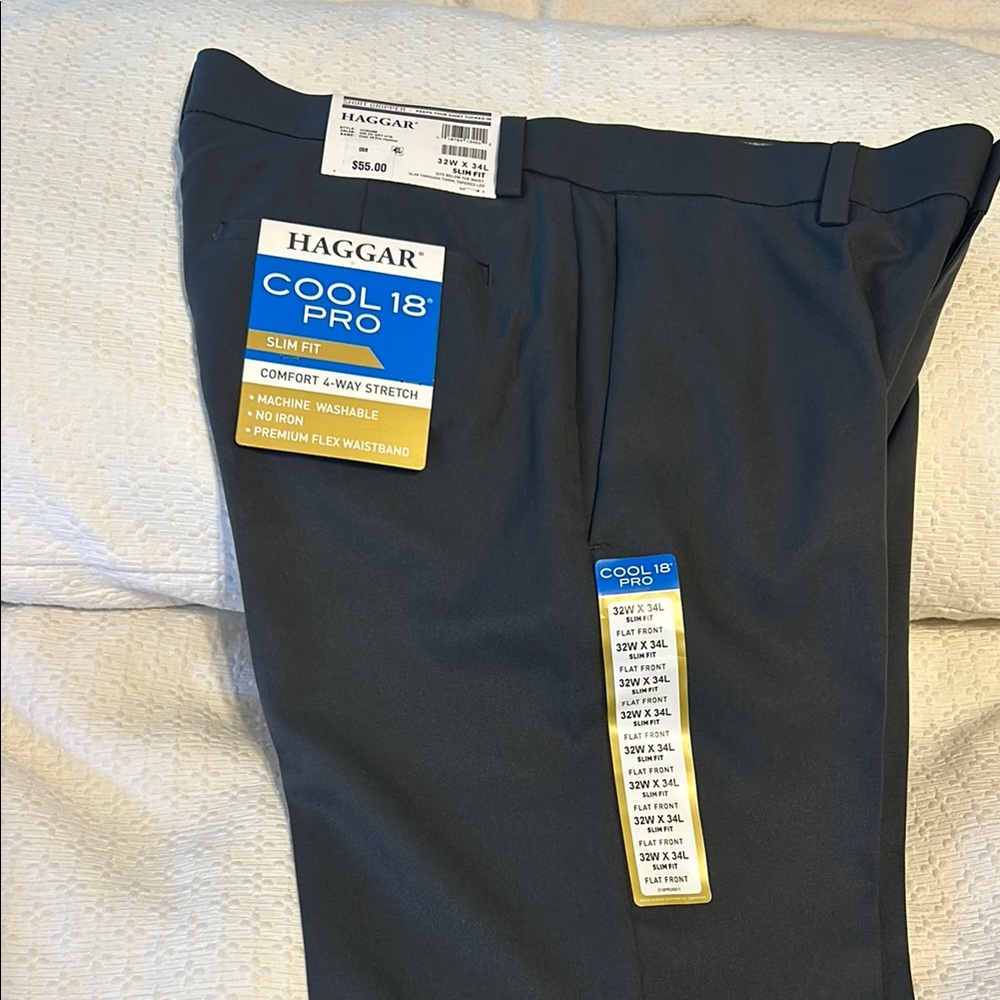 Haggar Cool 18 Pro Slim Fit Pants - Gray